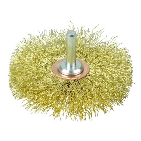 Weiler 3" Wire Wheel, .0118" Brass Fill, 1/4" Stem 17641